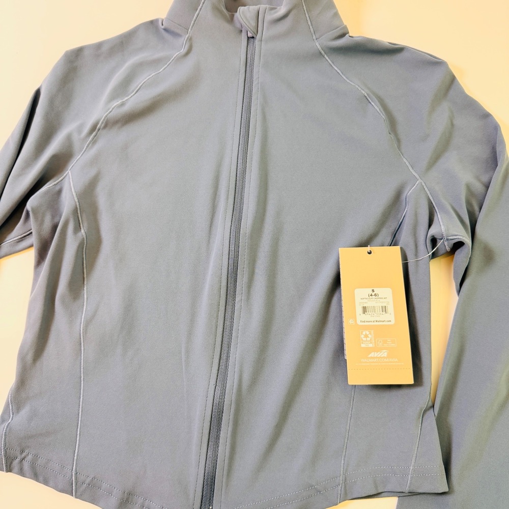 Avia SoftSculpt Cropped Jacket‎ Insignia Blue Full Zip Thumbholes S 4-6 NEW